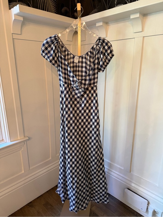 Gap x DOEN Dresses & Skirts - Gap x Doen Gingham Puff-Sleeve Maxi Dress - Navy/White XXS
